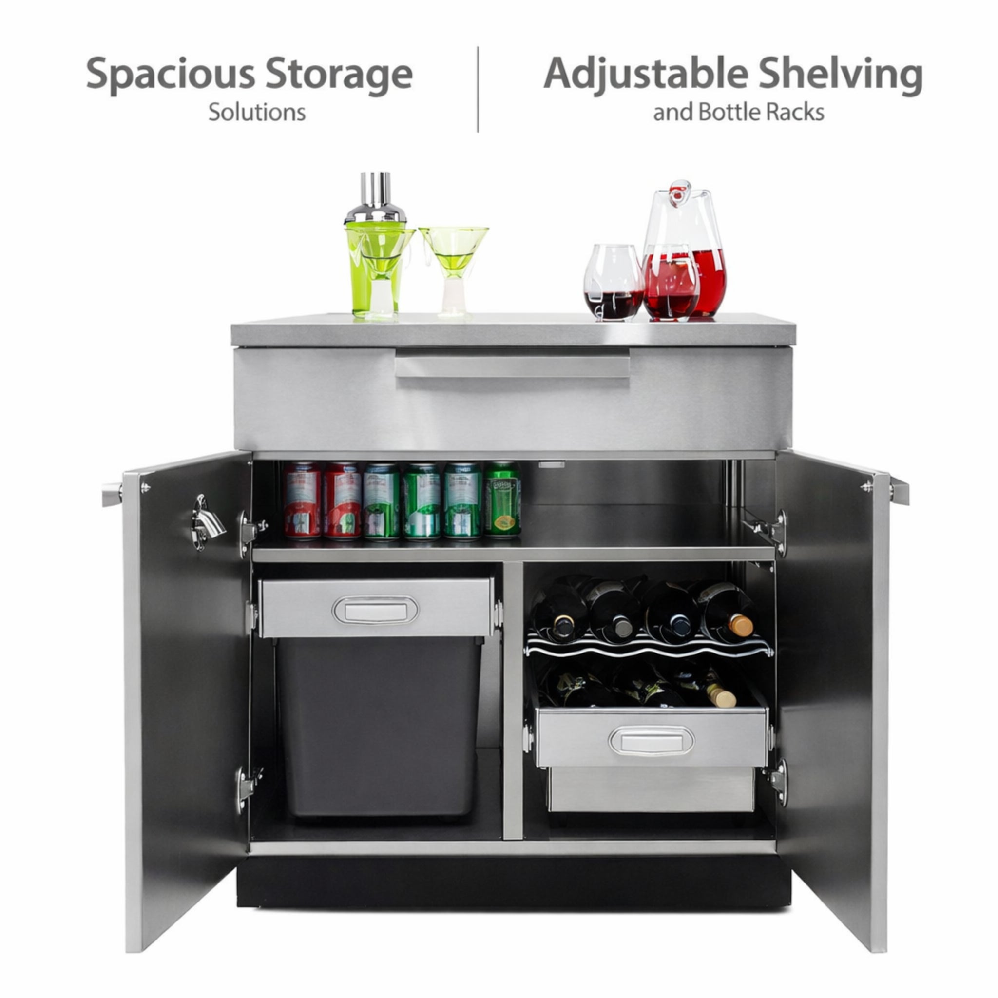 Outdoor Kitchen 4 Piece Cabinet Set in Stainless Steel with Countertop and Covers