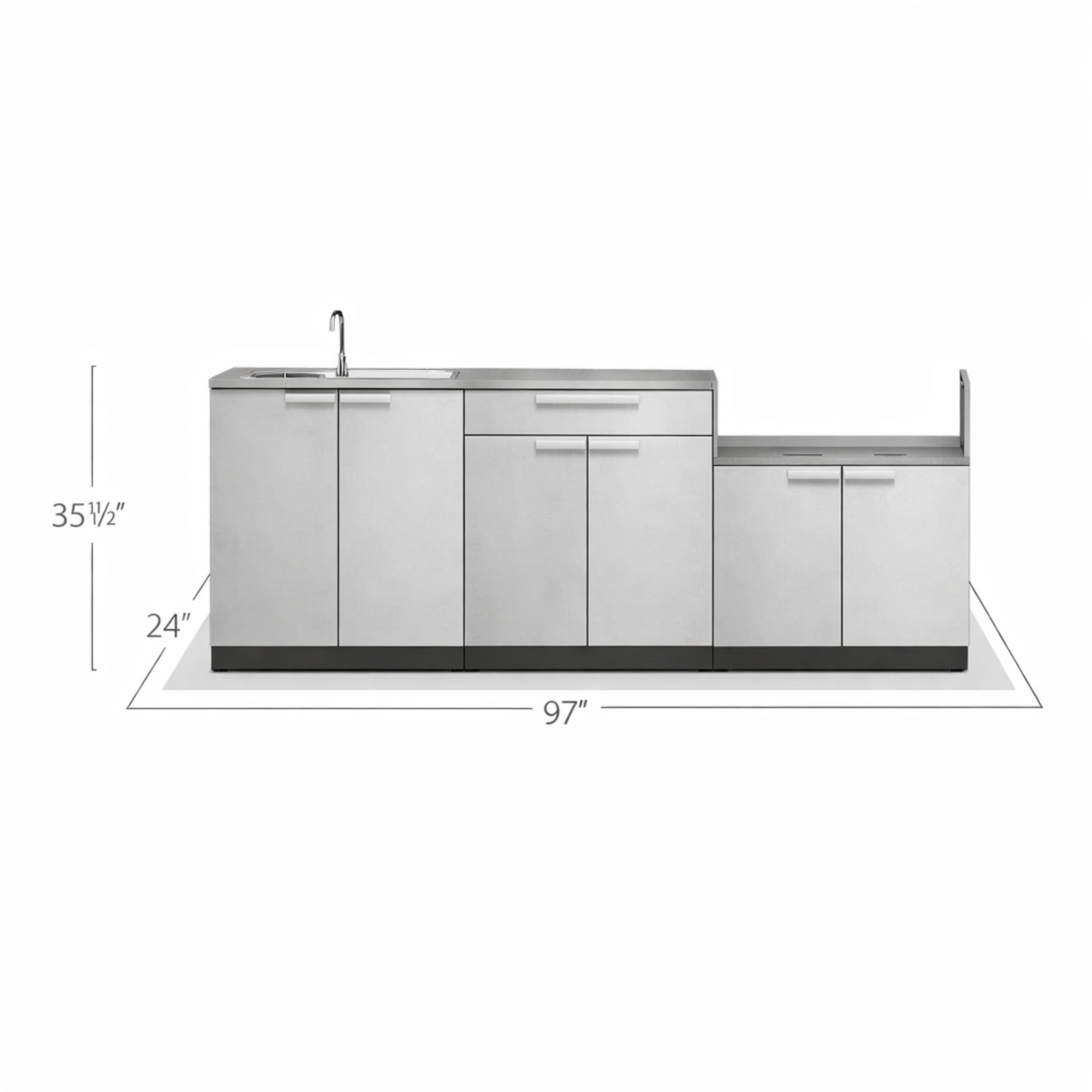 Outdoor Kitchen 4 Piece Cabinet Set in Stainless Steel with Countertop and Covers