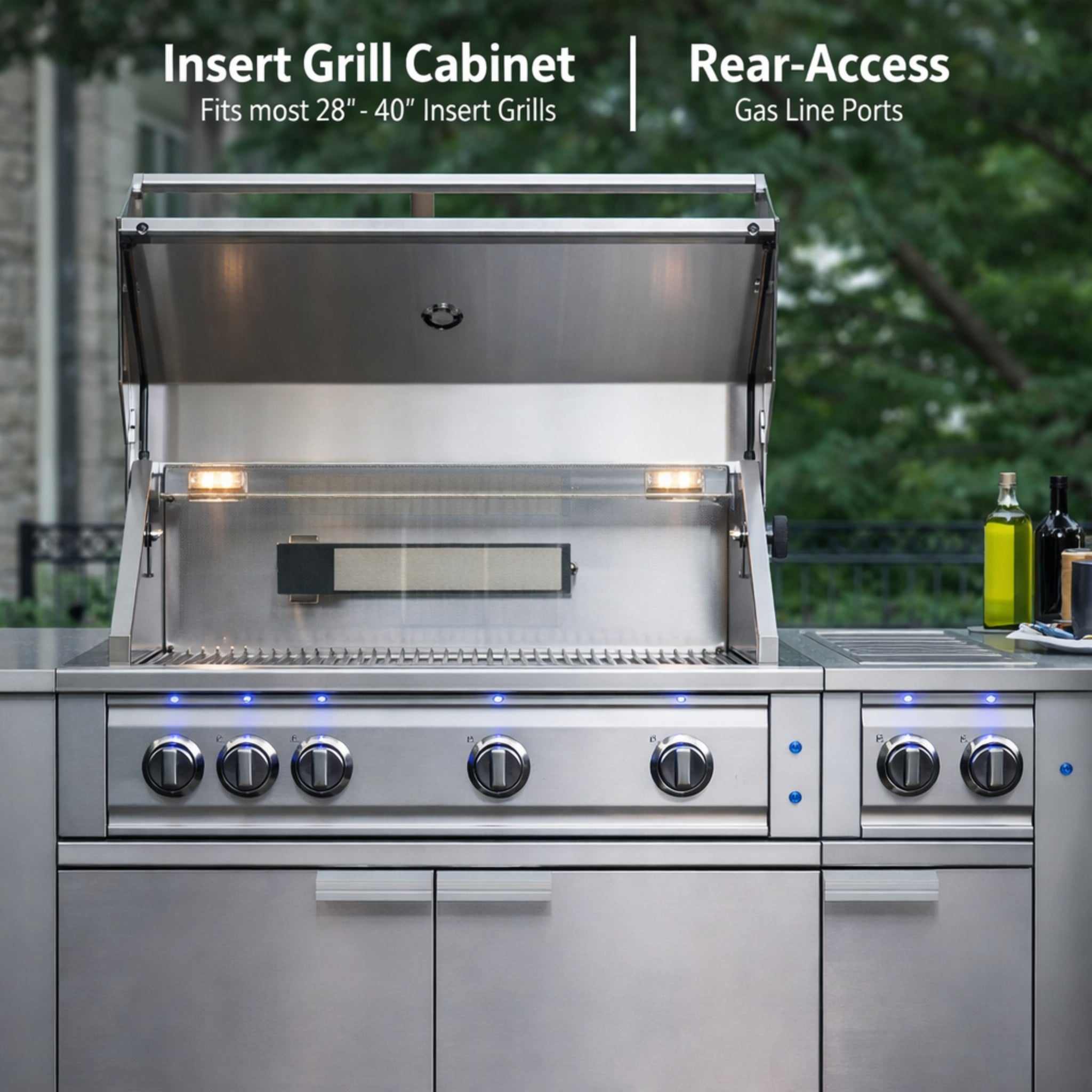 Outdoor Kitchen 4 Piece Cabinet Set in Stainless Steel with Countertop and Covers