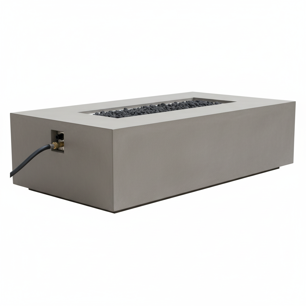 Hampton Concrete Fire Pit 56" X 32" Outdoor Patio Firepit Includes Lava Rocks Modern Fire Pits & Outdoor Fireplaces for Garden, Deck, Indoor & Outdoor Heating